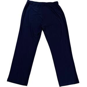 Clara Sun Woo Plus Size 1X Pull On Straight Leg Slinky Pants Navy Blue